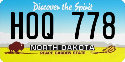 ND license plate HOQ778