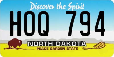 ND license plate HOQ794