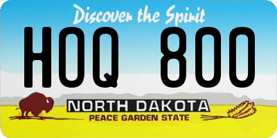 ND license plate HOQ800