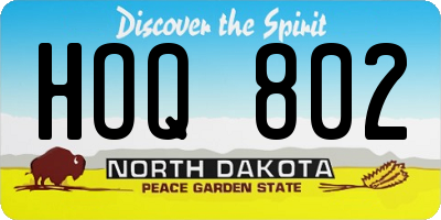 ND license plate HOQ802