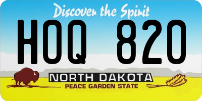 ND license plate HOQ820