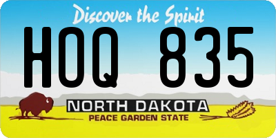 ND license plate HOQ835
