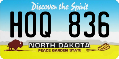 ND license plate HOQ836