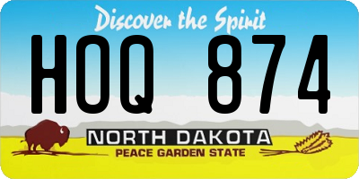 ND license plate HOQ874