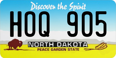 ND license plate HOQ905