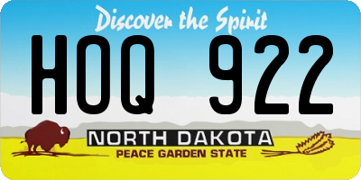 ND license plate HOQ922