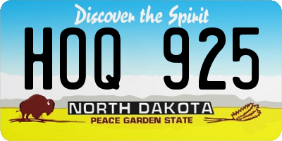 ND license plate HOQ925