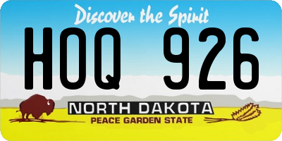 ND license plate HOQ926