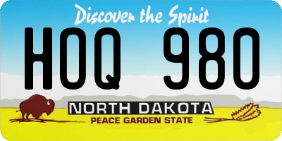 ND license plate HOQ980