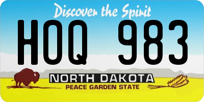 ND license plate HOQ983