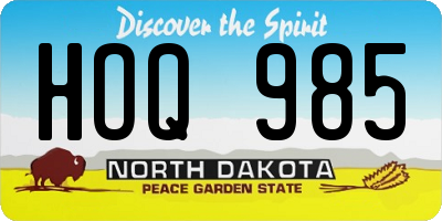 ND license plate HOQ985