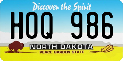 ND license plate HOQ986