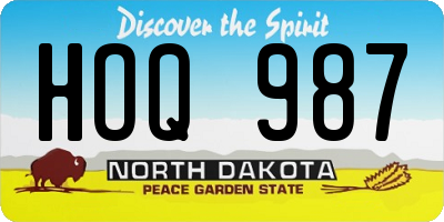 ND license plate HOQ987