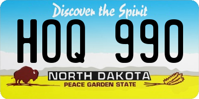 ND license plate HOQ990