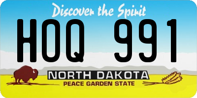 ND license plate HOQ991