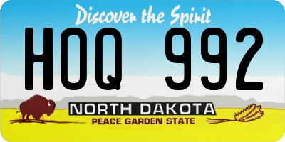 ND license plate HOQ992