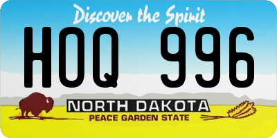 ND license plate HOQ996