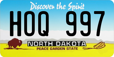 ND license plate HOQ997