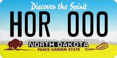 ND license plate HOR000