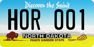 ND license plate HOR001