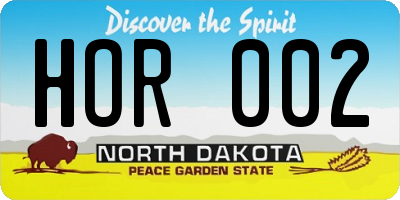 ND license plate HOR002