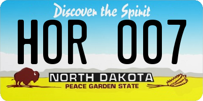 ND license plate HOR007
