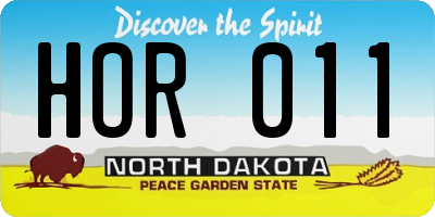 ND license plate HOR011