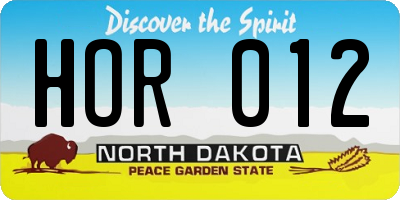 ND license plate HOR012