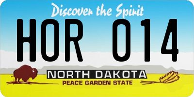 ND license plate HOR014