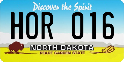 ND license plate HOR016