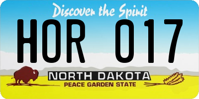 ND license plate HOR017