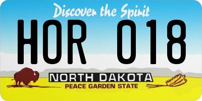 ND license plate HOR018
