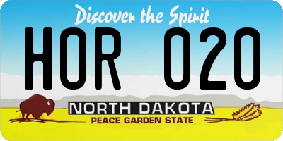 ND license plate HOR020