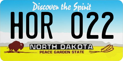 ND license plate HOR022