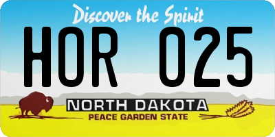 ND license plate HOR025