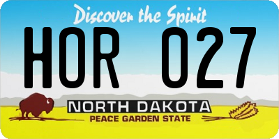 ND license plate HOR027
