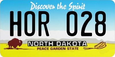 ND license plate HOR028