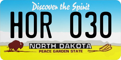 ND license plate HOR030