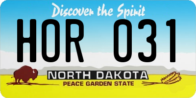 ND license plate HOR031