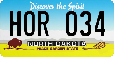 ND license plate HOR034