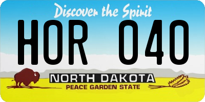 ND license plate HOR040