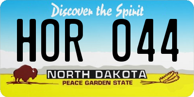 ND license plate HOR044