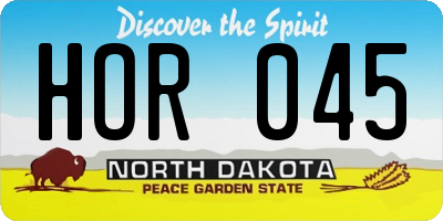 ND license plate HOR045