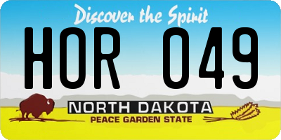 ND license plate HOR049