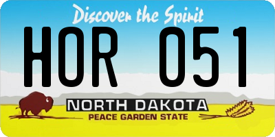 ND license plate HOR051