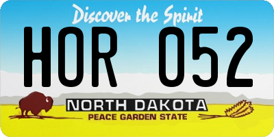 ND license plate HOR052
