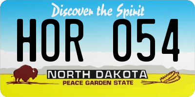 ND license plate HOR054