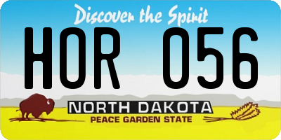 ND license plate HOR056