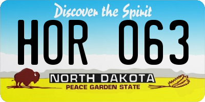 ND license plate HOR063