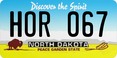 ND license plate HOR067